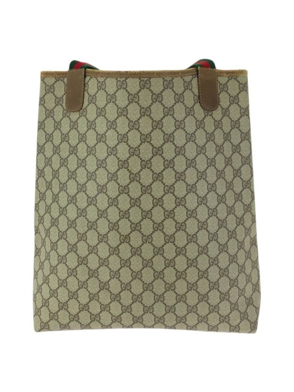 ★SOLD★ Gucci Vintage Sherry Line Beige Brown GG Supreme Canvas Leather Tote - Picture 2 of 9